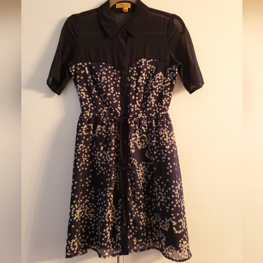 Collared Blue and White Star Dress